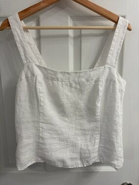 Quince White Linen Square-Neck Camisole